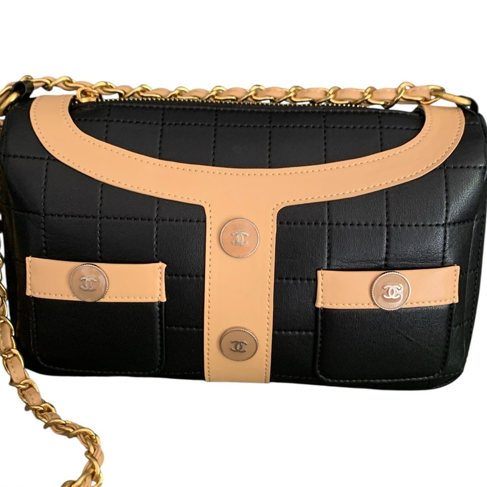 🆕 Chanel Style Choco Quilted Leather Mademoiselle Jacket Shoulder Bag 🆕 - Picture 3 of 13